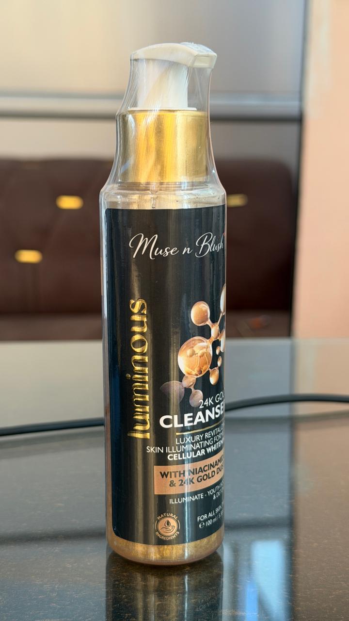 Muse n Blush Luminous 24K Gold Cleanser with Niacinamide & 24K Gold Dust – 100 ml