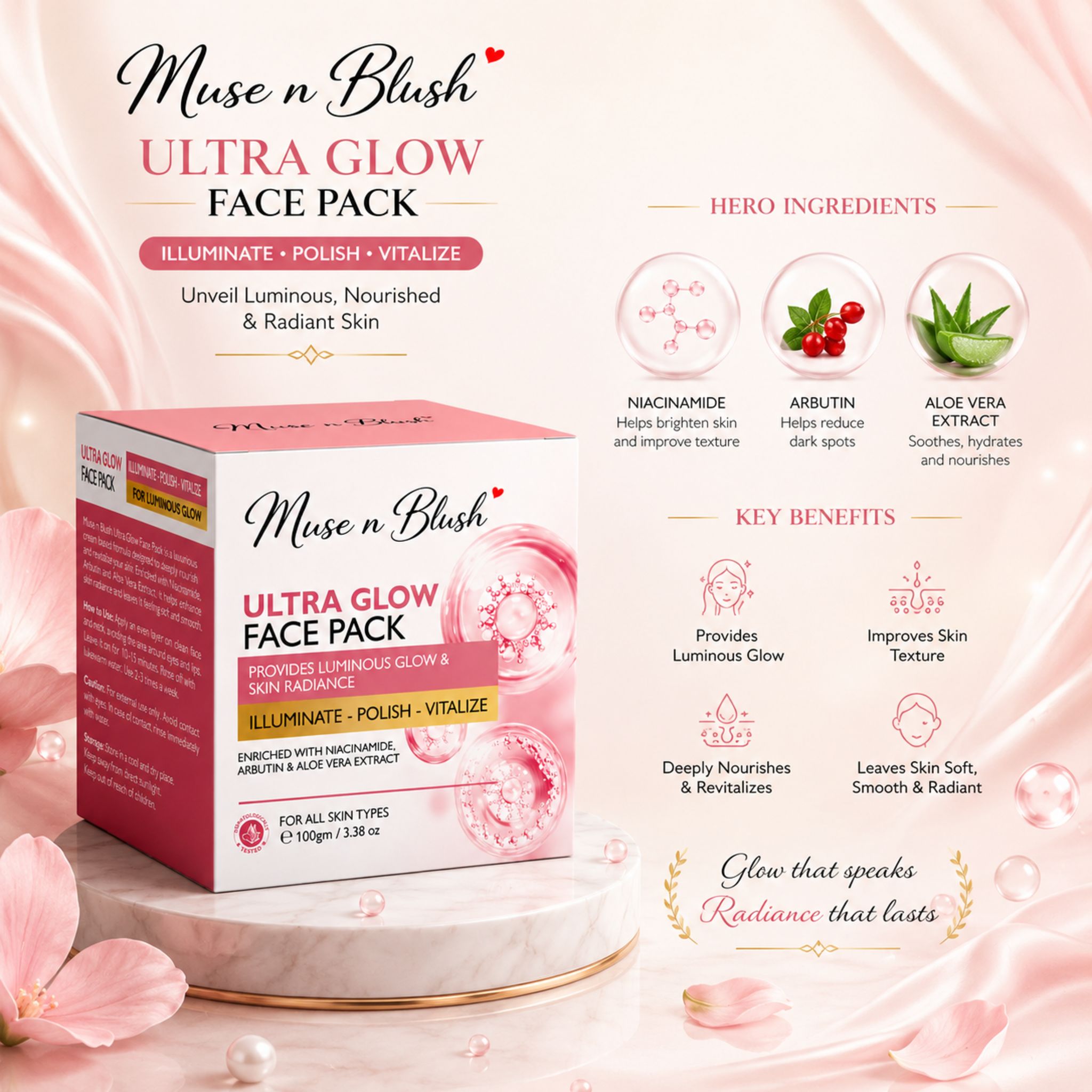 Muse n Blush Ultra Glow Face Pack – 100 g