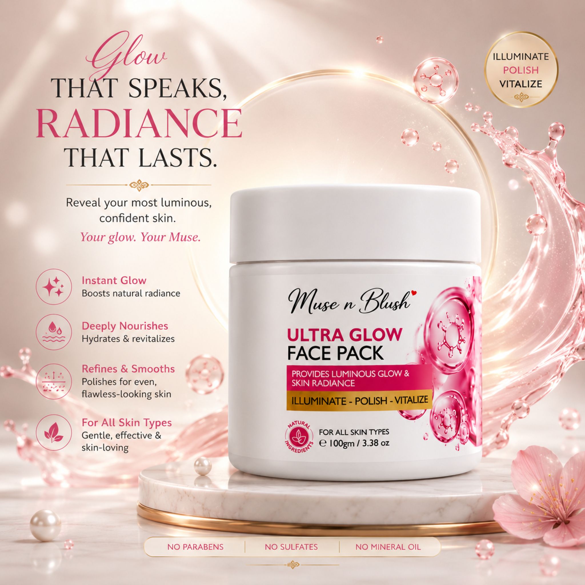 Muse n Blush Ultra Glow Face Pack – 100 g