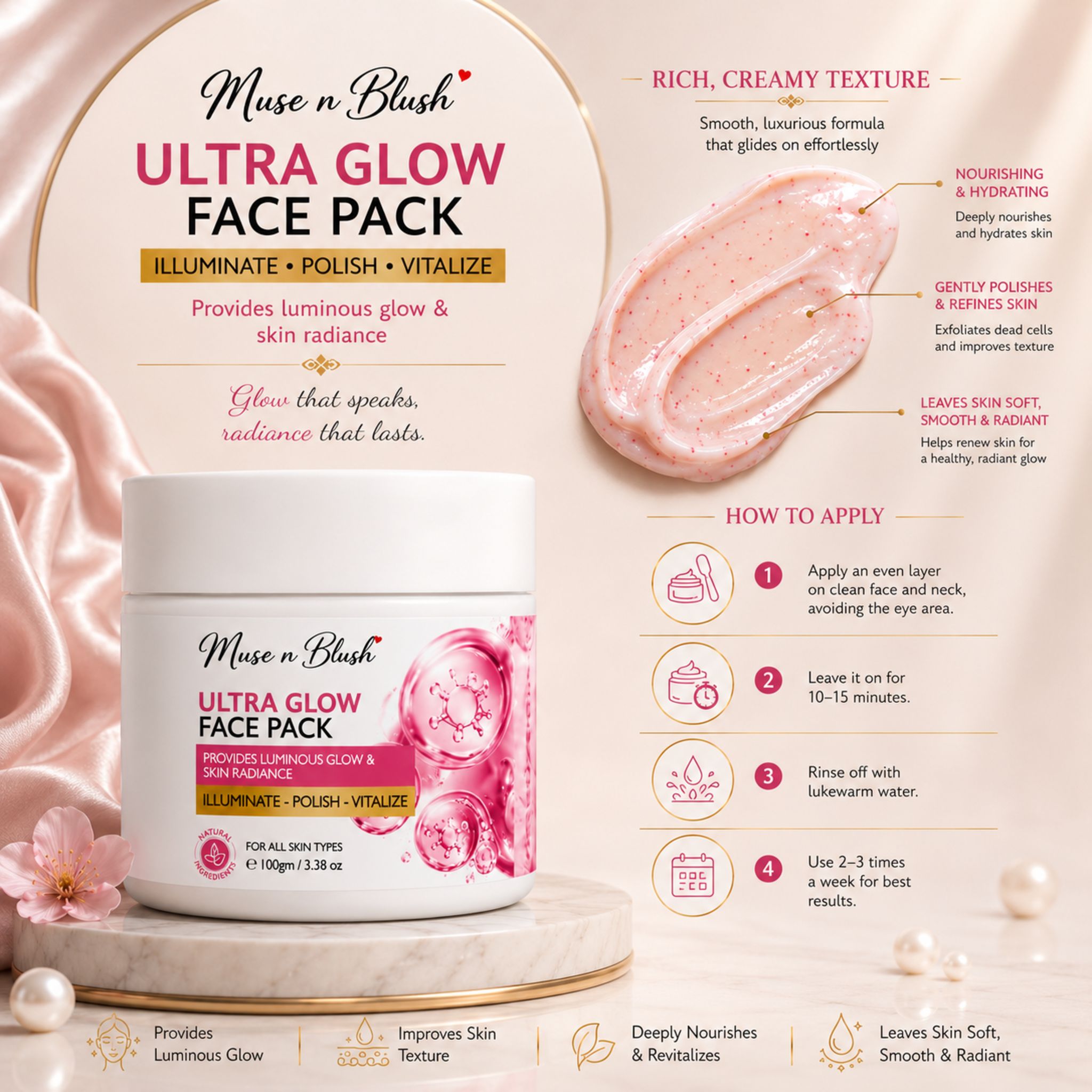Muse n Blush Ultra Glow Face Pack – 100 g