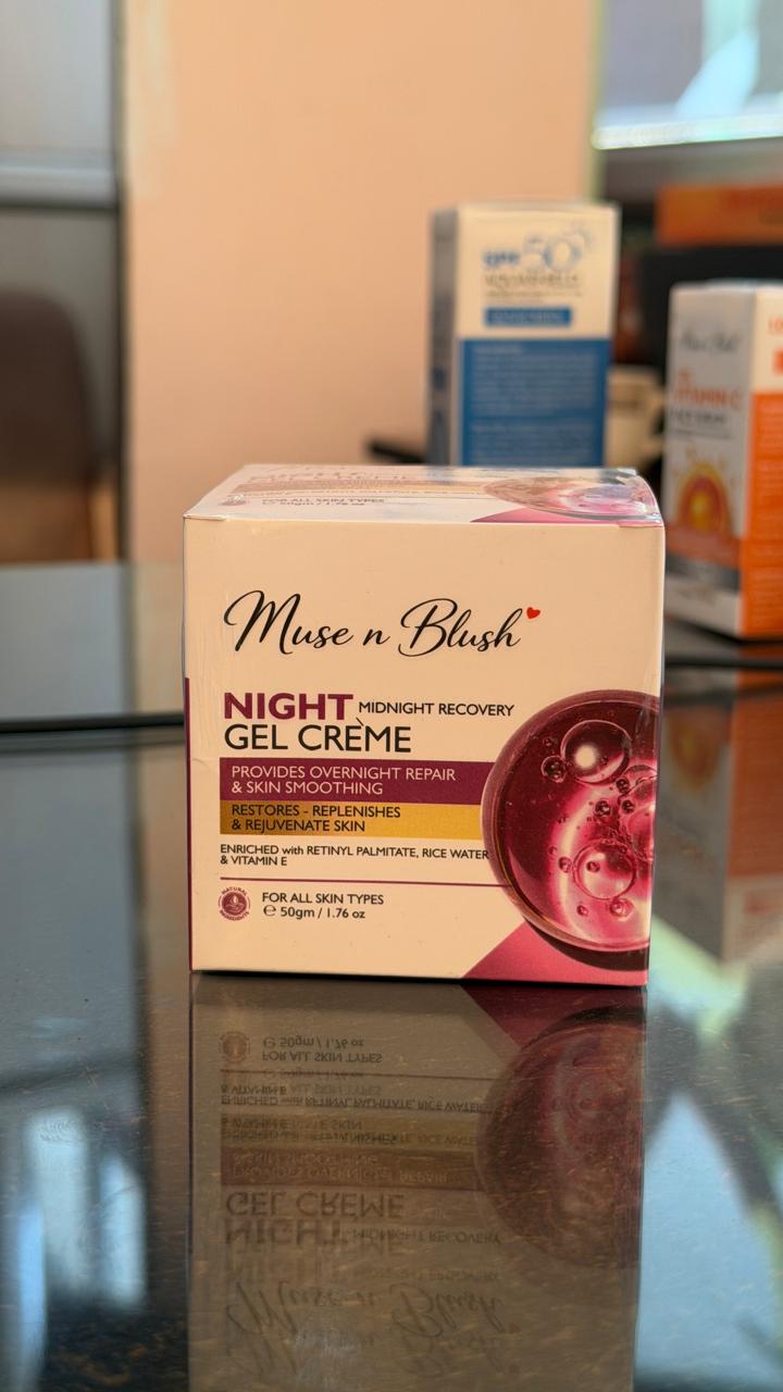 Muse n Blush Night Rejuvenating Gel Crème with Niacinamide & Hyaluronic Acid - 50 g
