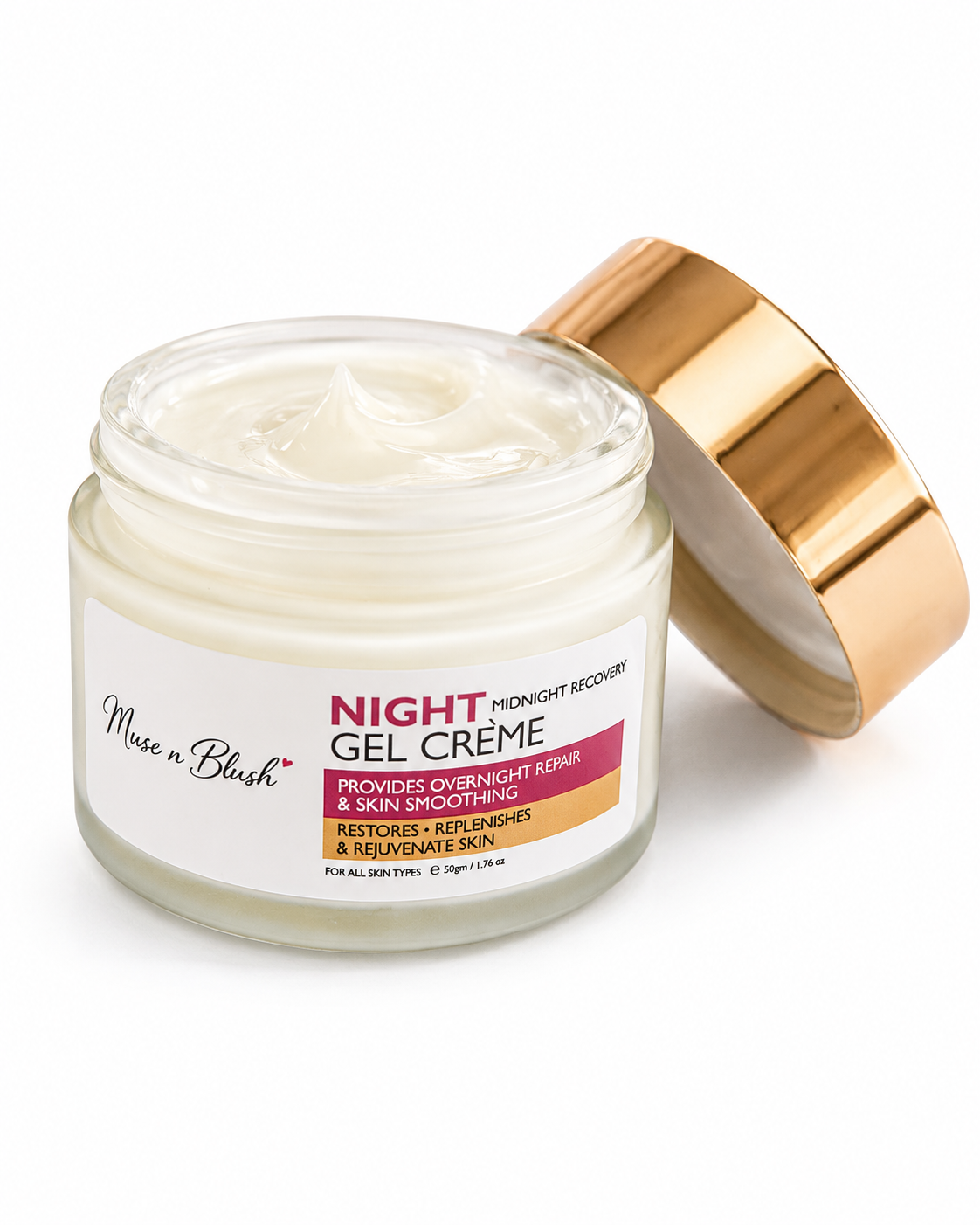 Muse n Blush Night Rejuvenating Gel Crème with Niacinamide & Hyaluronic Acid - 50 g