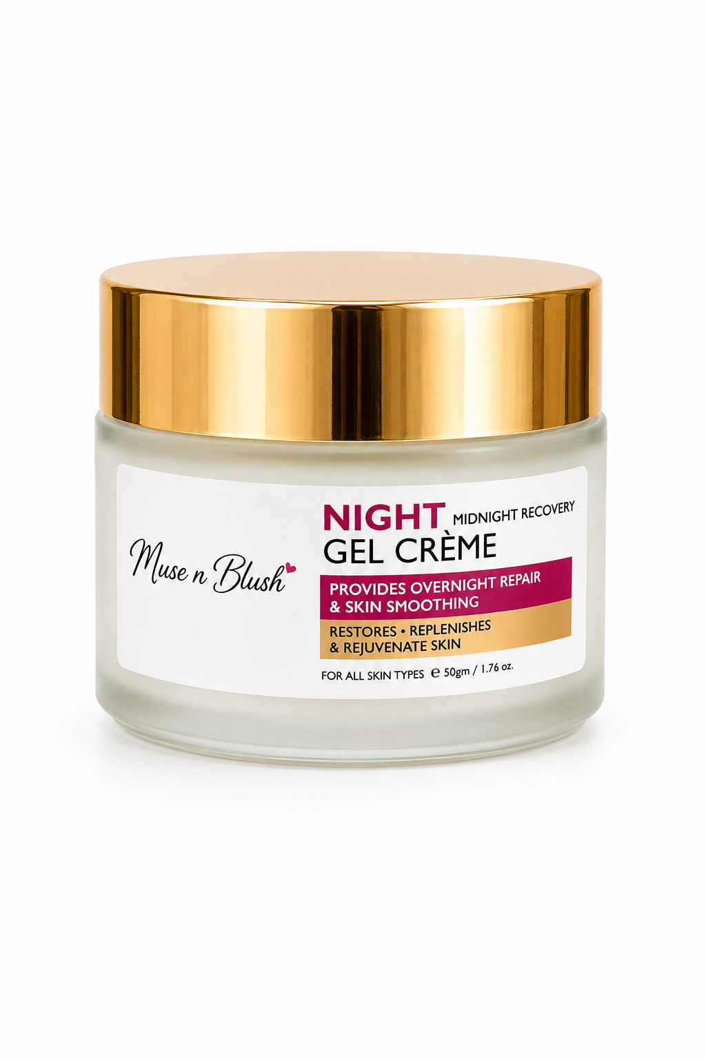 Muse n Blush Night Rejuvenating Gel Crème with Niacinamide & Hyaluronic Acid - 50 g