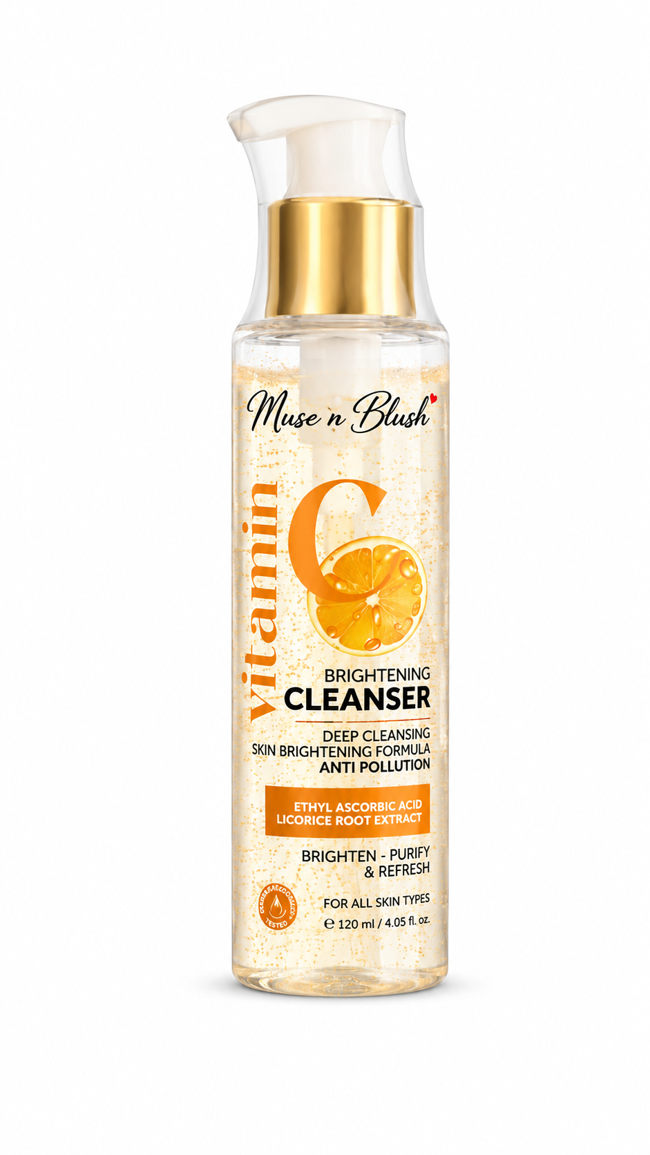 Muse n Blush Vitamin C Brightening Cleanser with Ethyl Ascorbic Acid & Licorice Root Extract - 100 ml