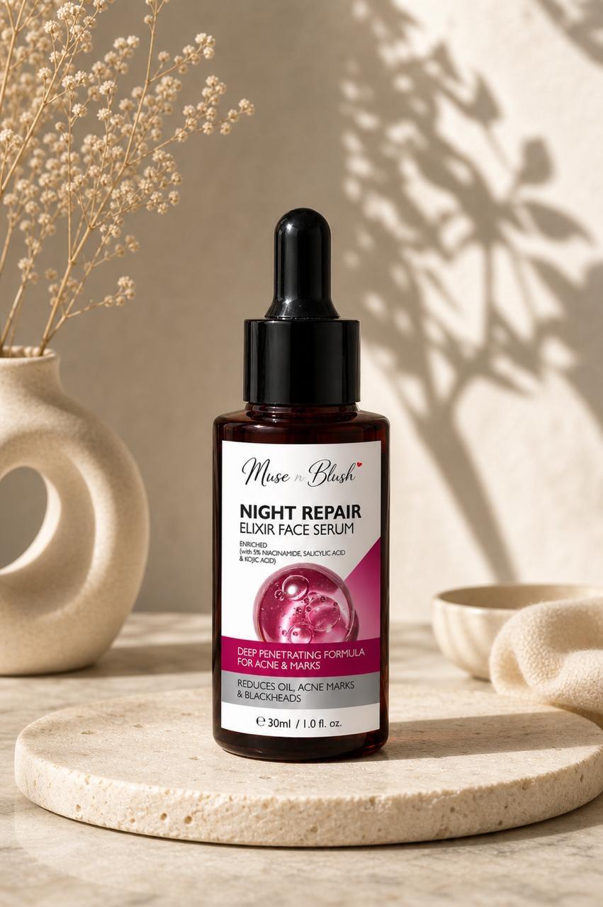 Muse n Blush Night Repair Elixir Face Serum with Retinyl Palmitate & Vitamin B5 – 30 ml