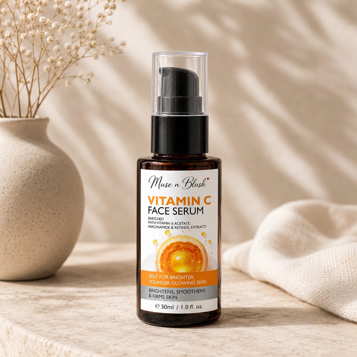 Muse n Blush 10% Vitamin C Face Serum with Kakadu Plum Extract & Lactic Acid – 30 ml