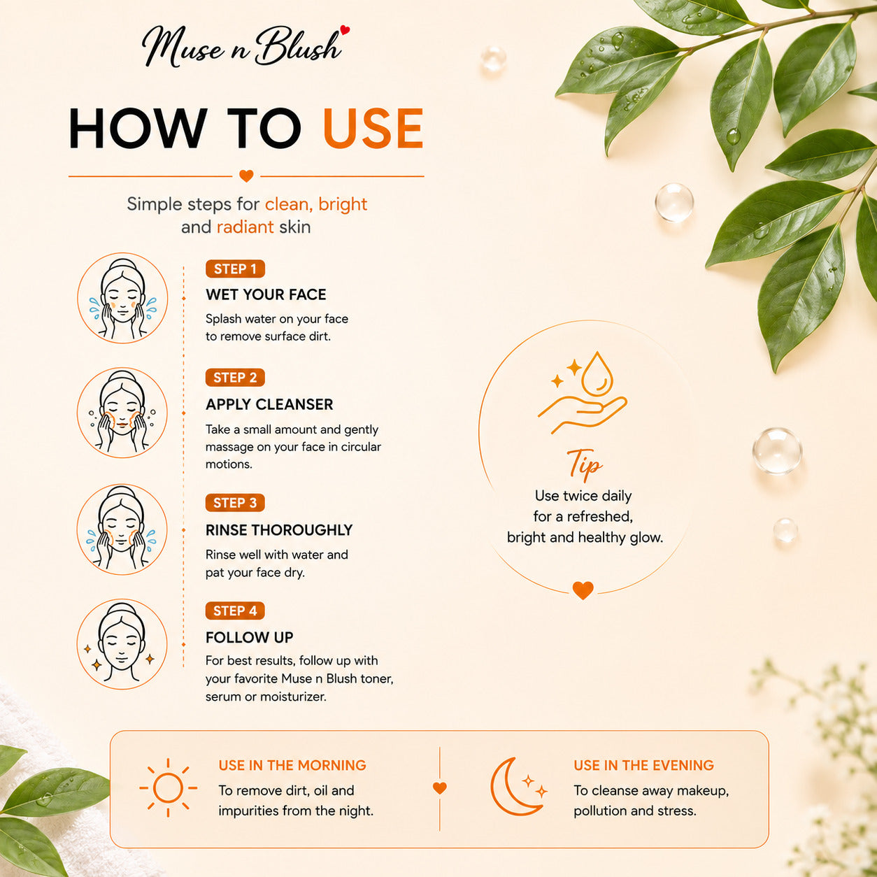 Muse n Blush Vitamin C Brightening Cleanser with Ethyl Ascorbic Acid & Licorice Root Extract - 100 ml